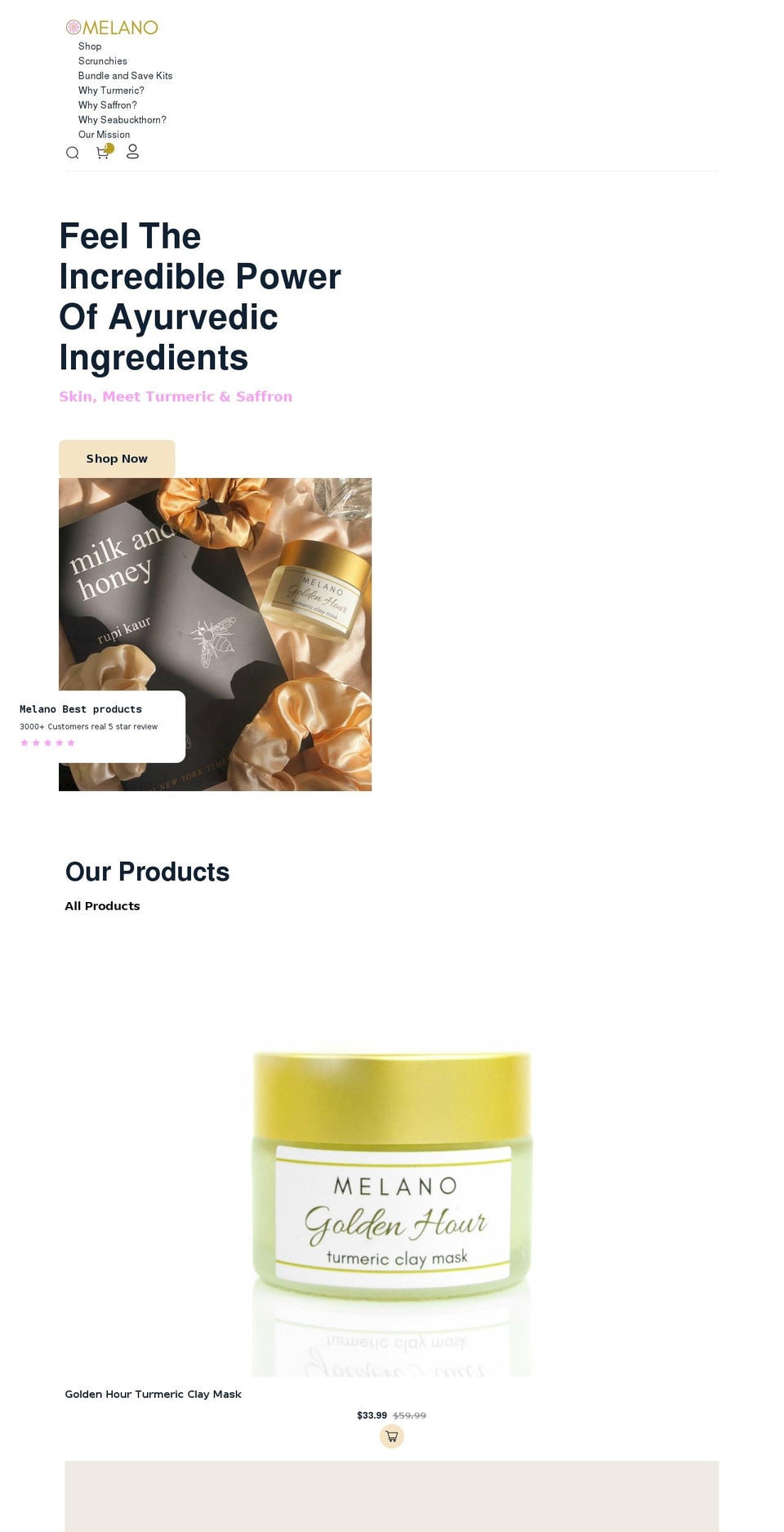 melanoskincare.com shopify website screenshot
