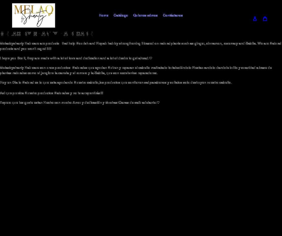 melaobyshanty.com shopify website screenshot