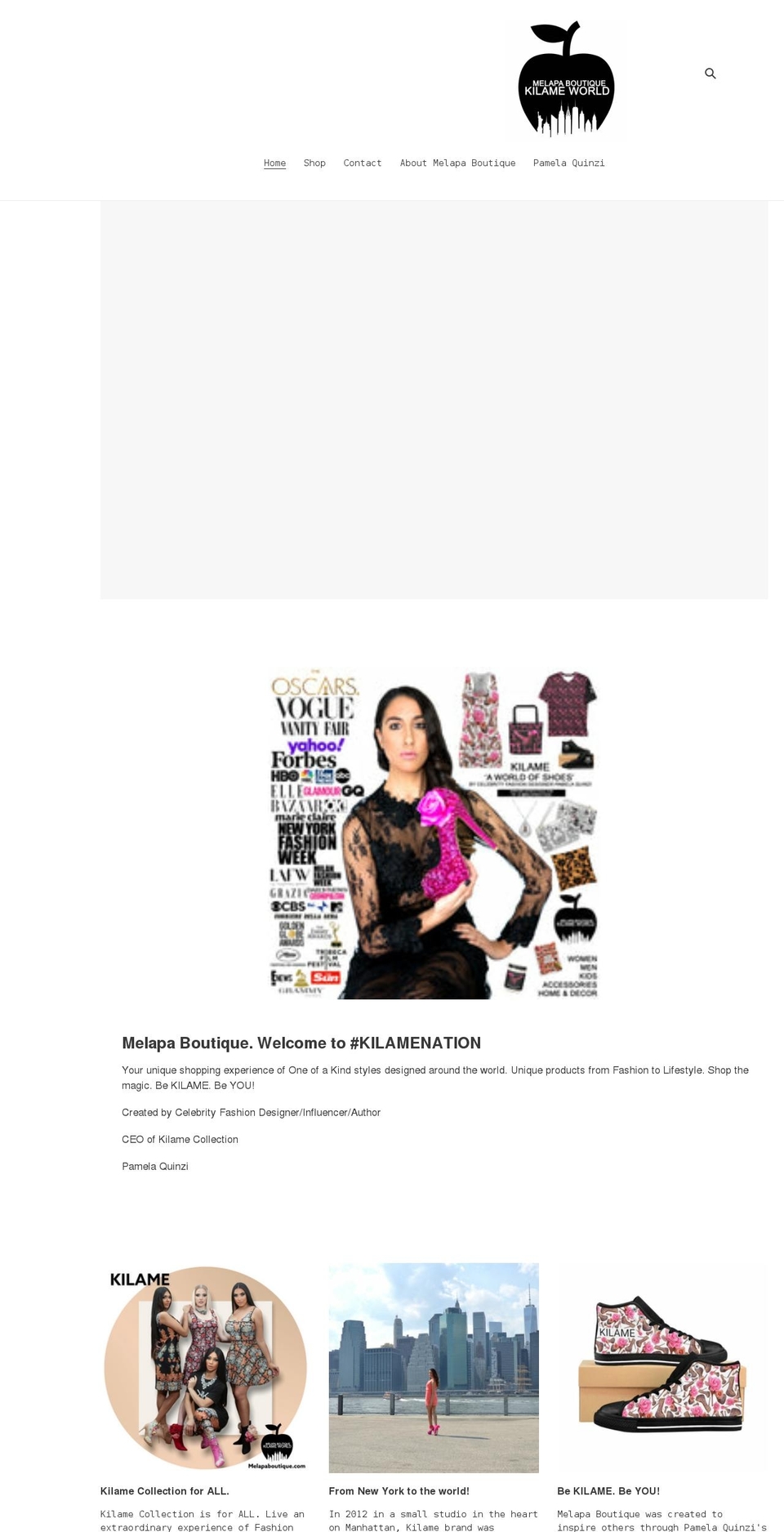 melapaboutique.com shopify website screenshot