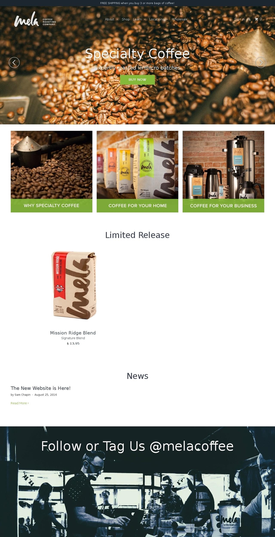 melaroastingcompany.com — Shopify storefront screenshot
