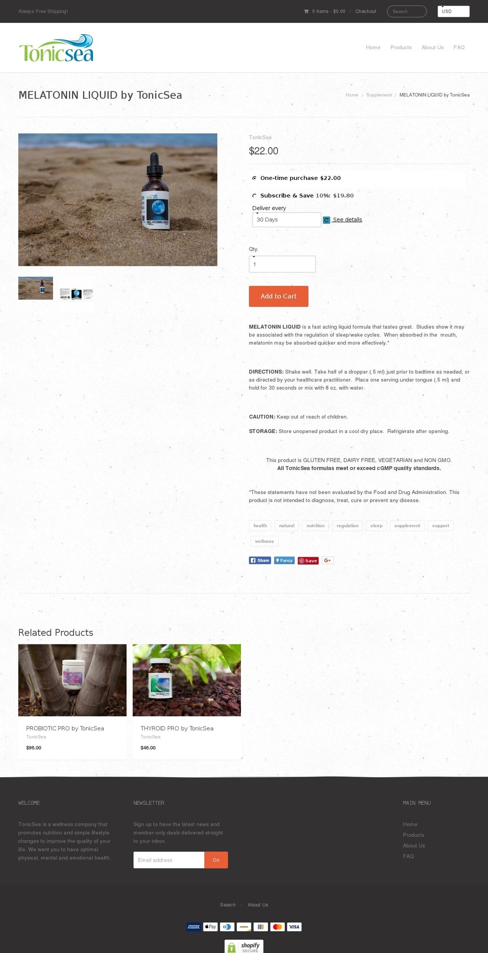 melatoninliquid.com shopify website screenshot