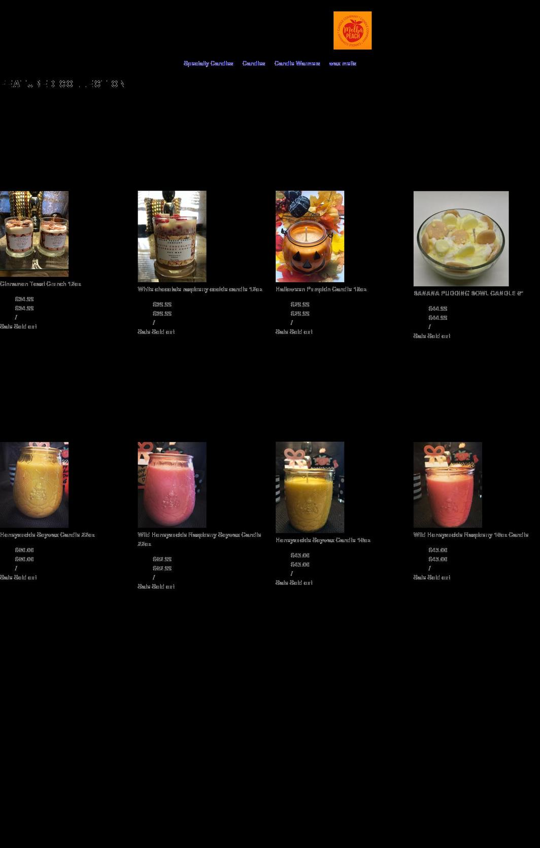melbapeachcandle.com shopify website screenshot