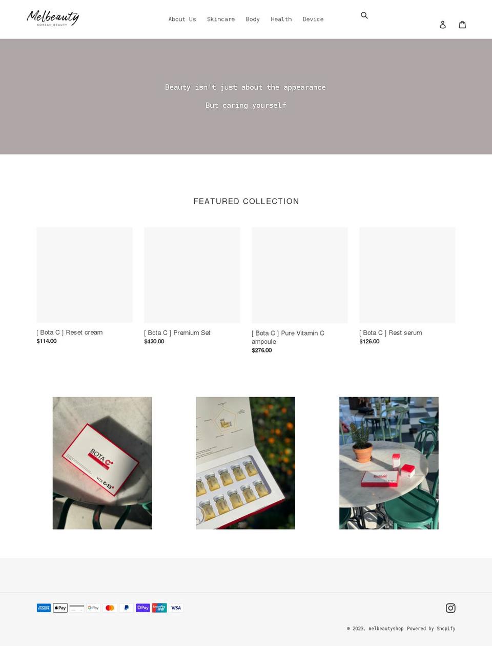 melbeautyshop.com shopify website screenshot