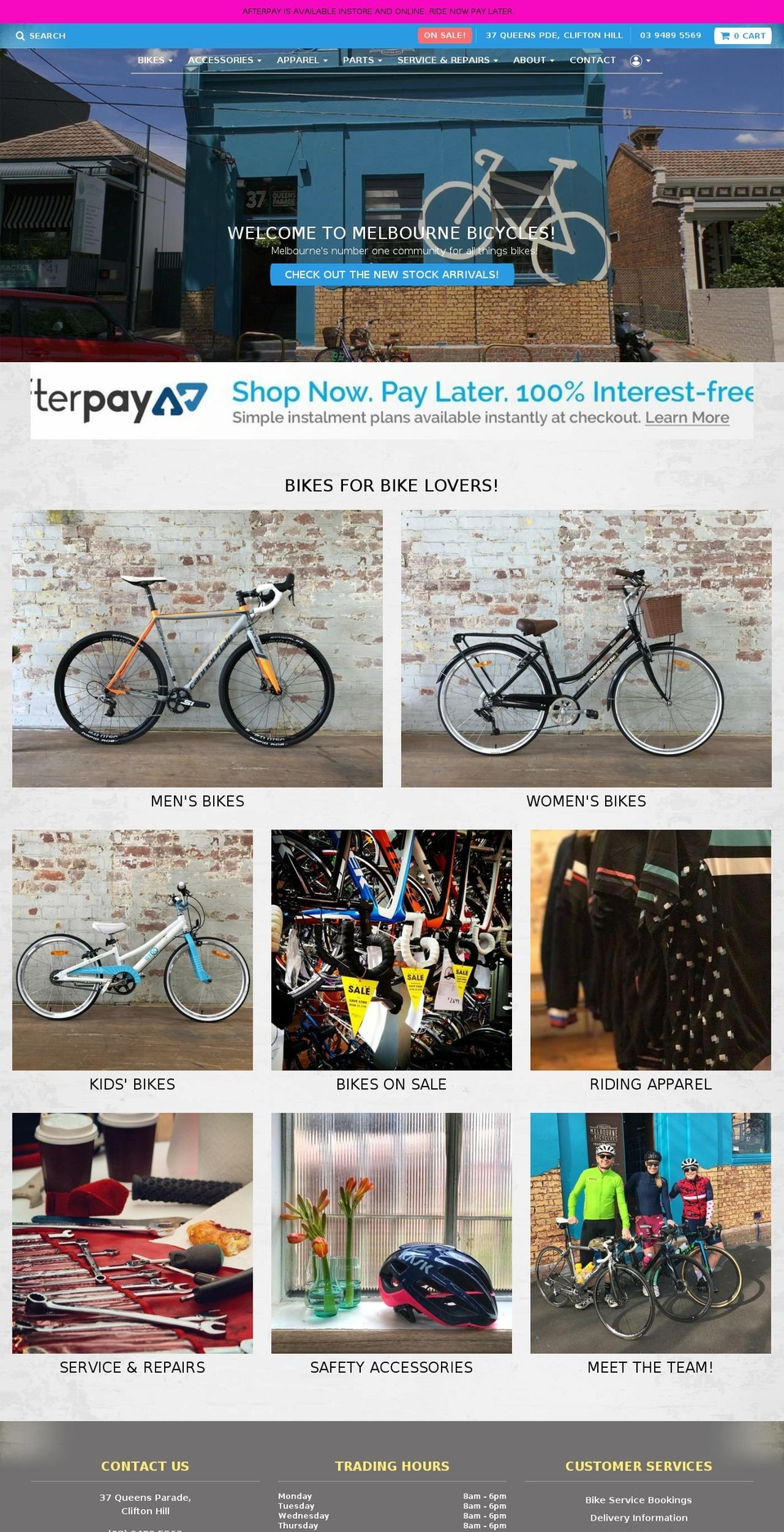 melbournebicycles.com shopify website screenshot