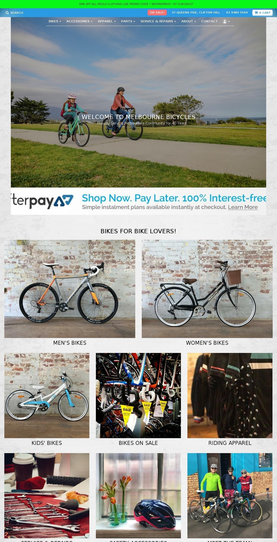 Melbourne Bicycles 1.2 Shopify theme site example melbournebikes.com.au