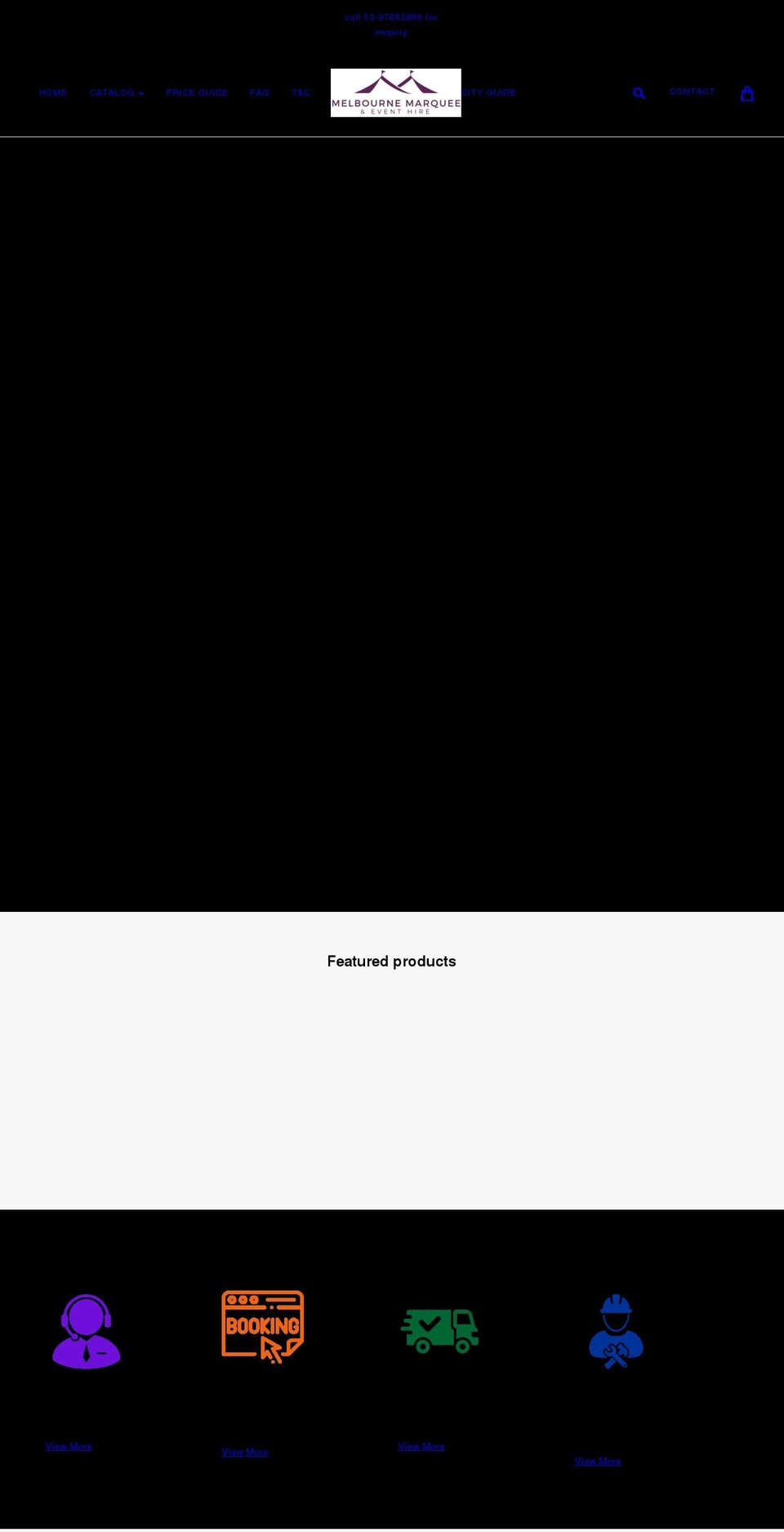 melbournemarqueehire.com.au shopify website screenshot