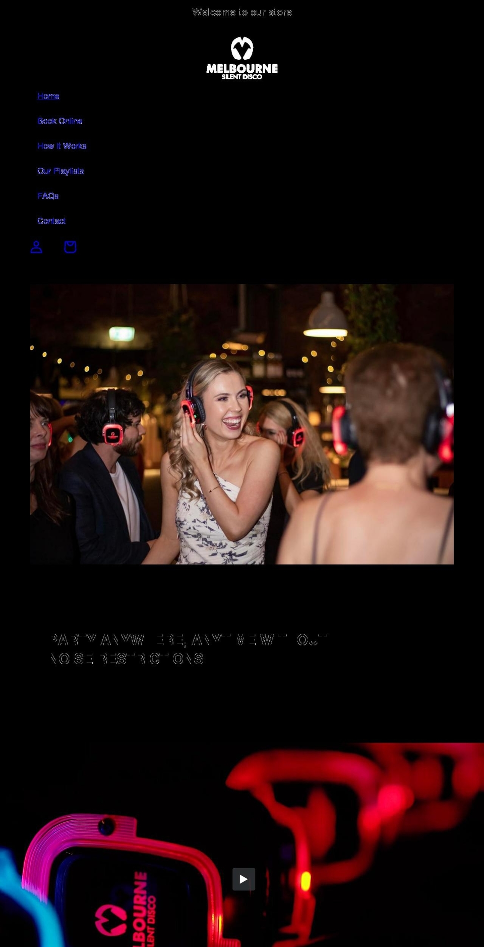 melbournesilentdisco.com.au shopify website screenshot