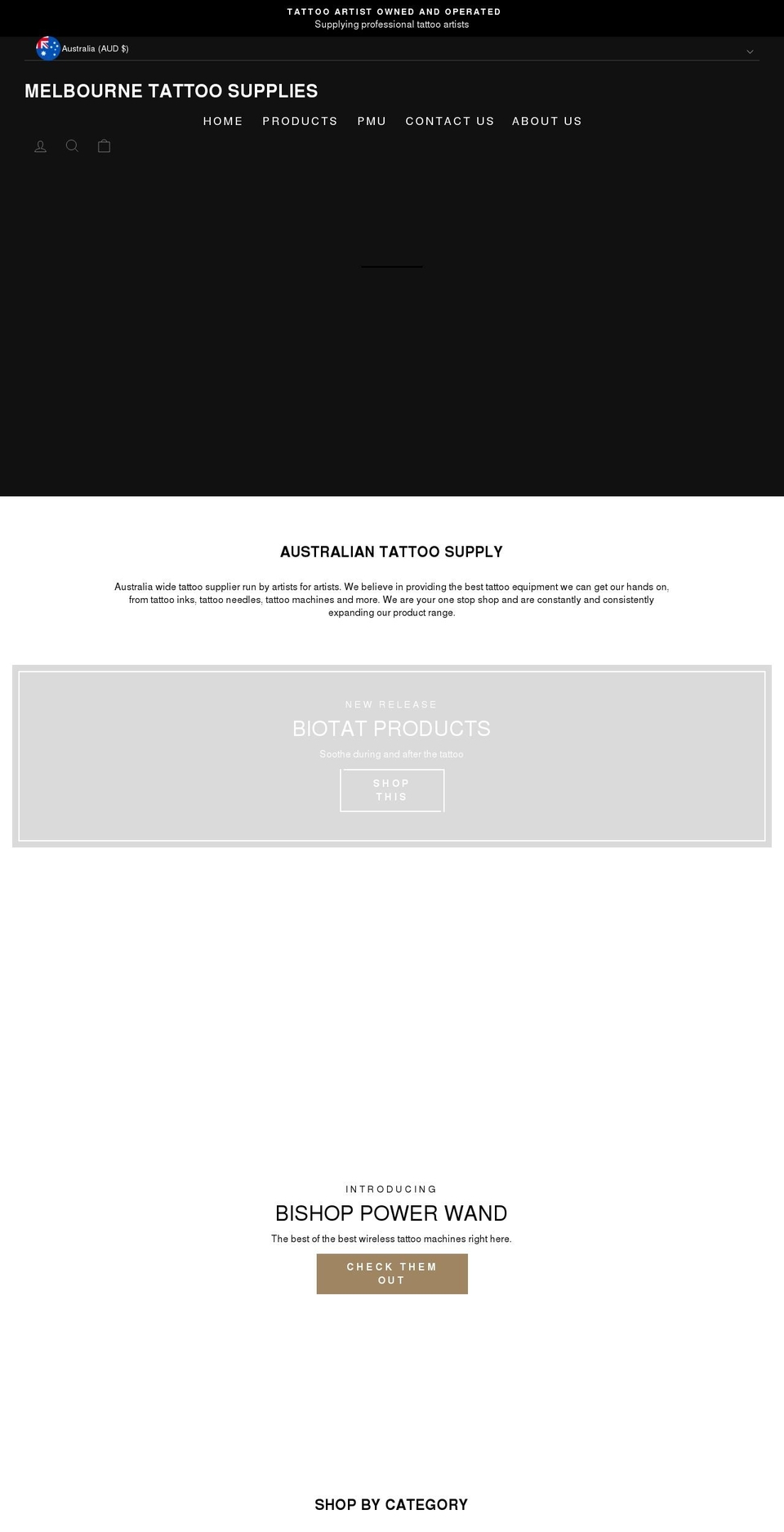 melbournetattoosupplies.com shopify website screenshot