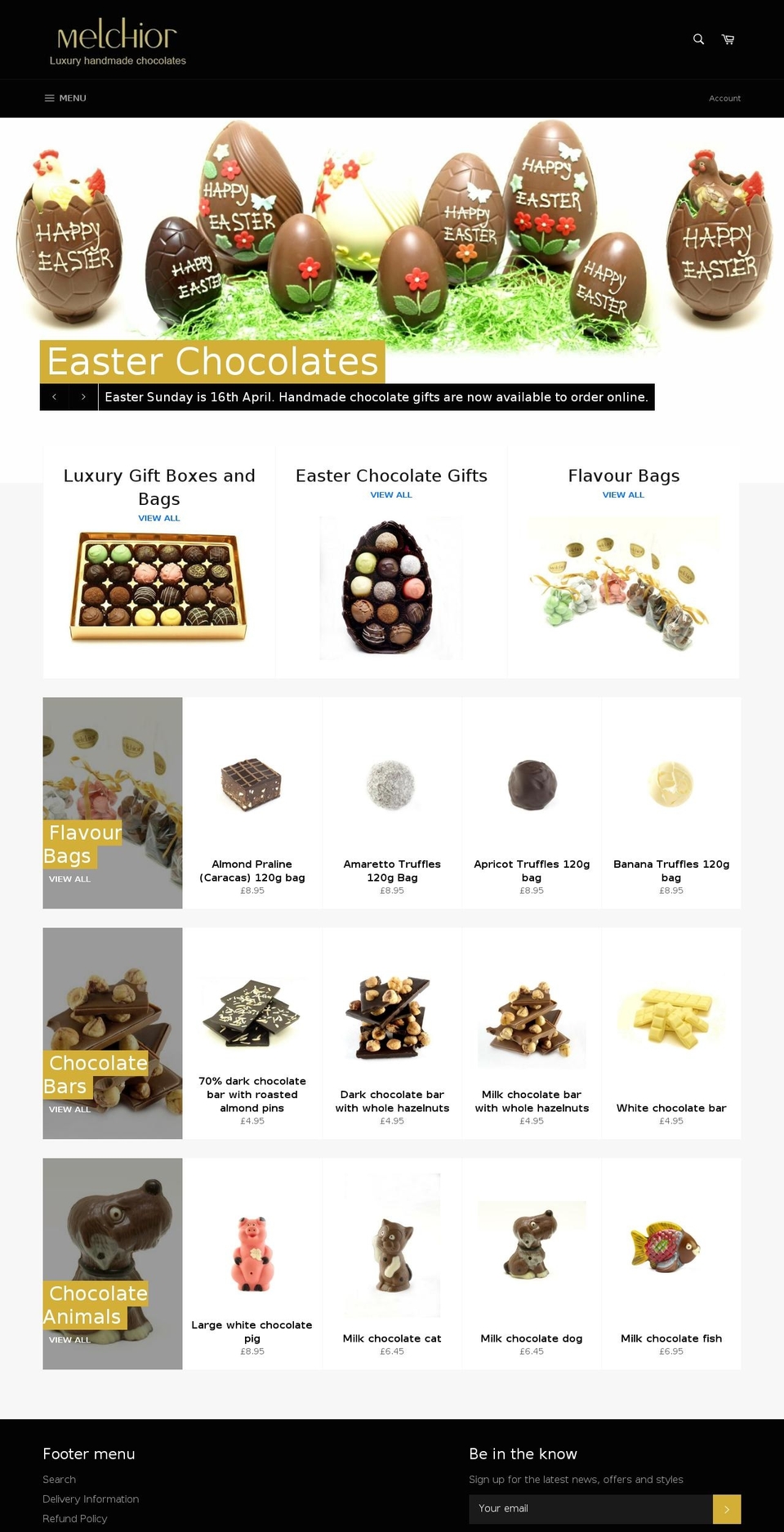 melchiorchocolates.co.uk shopify website screenshot