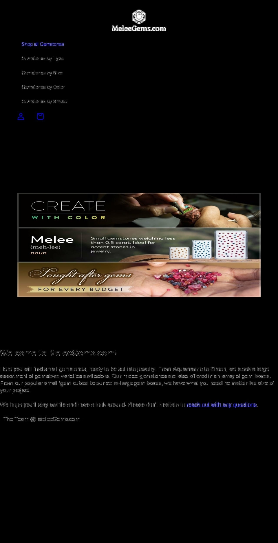 meleegems.com shopify website screenshot