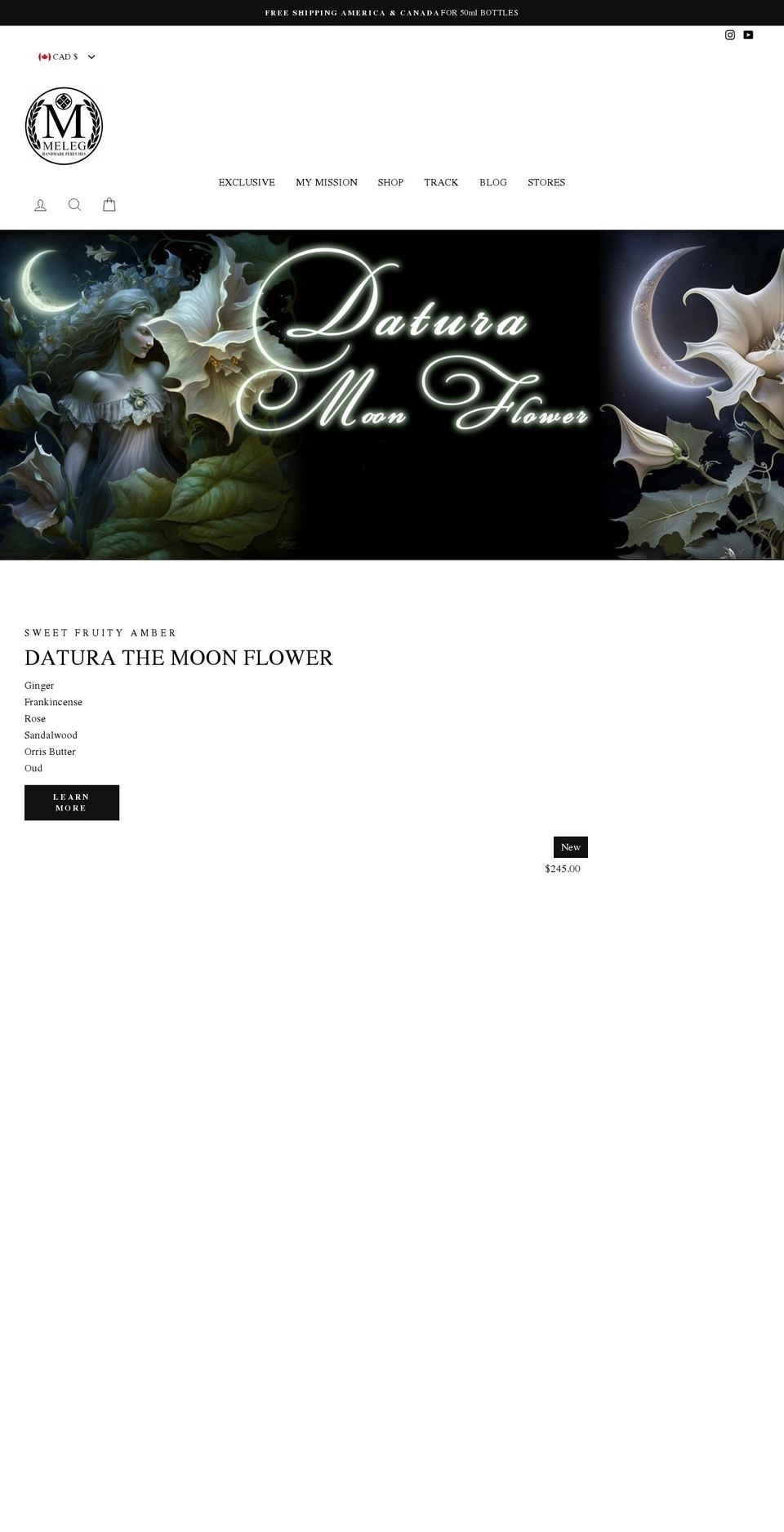 melegperfumes.com shopify website screenshot
