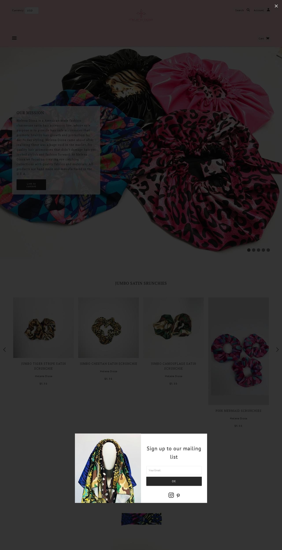melenadiosa.com — Shopify storefront screenshot