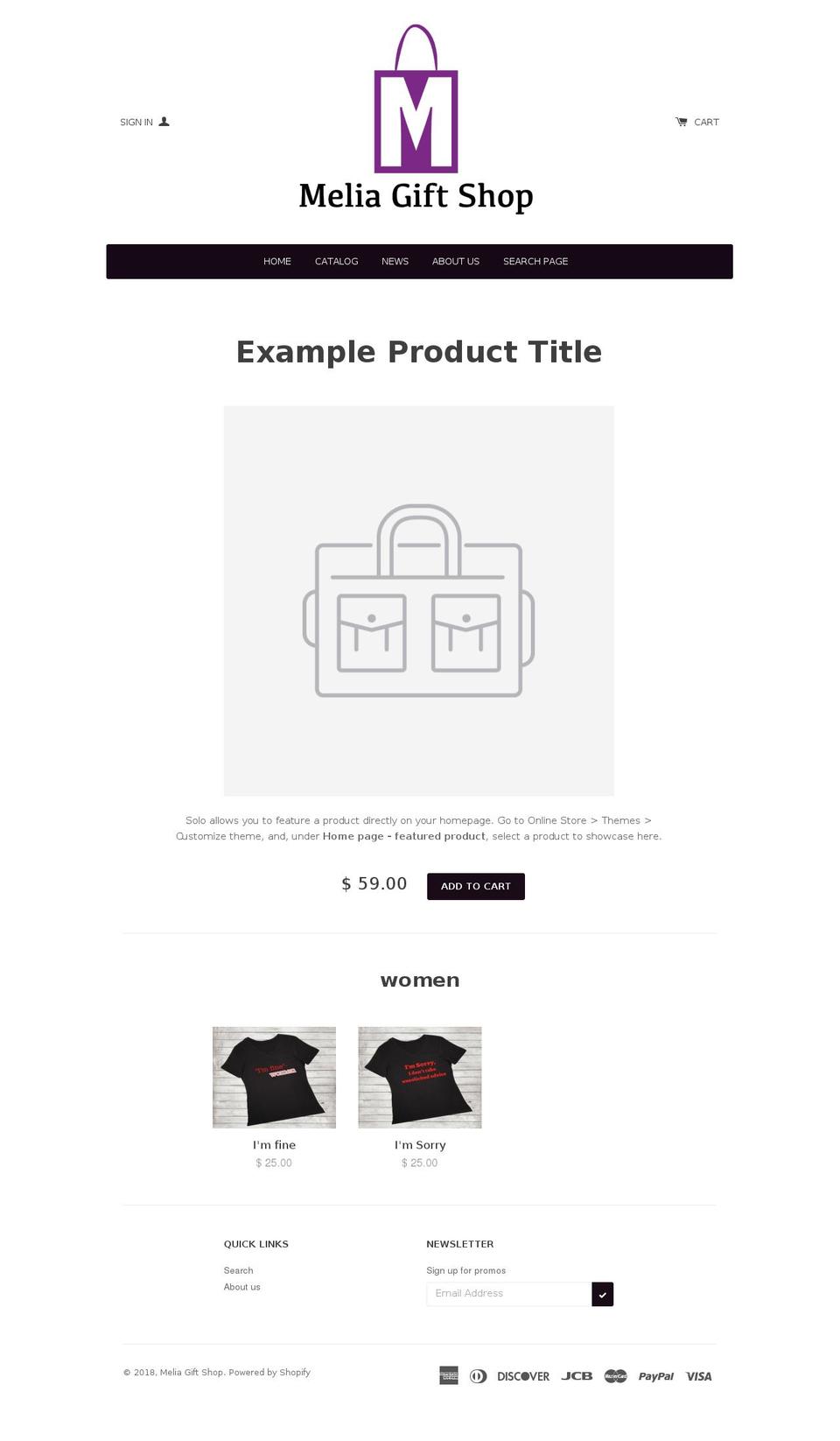 meliagiftshop.com shopify website screenshot