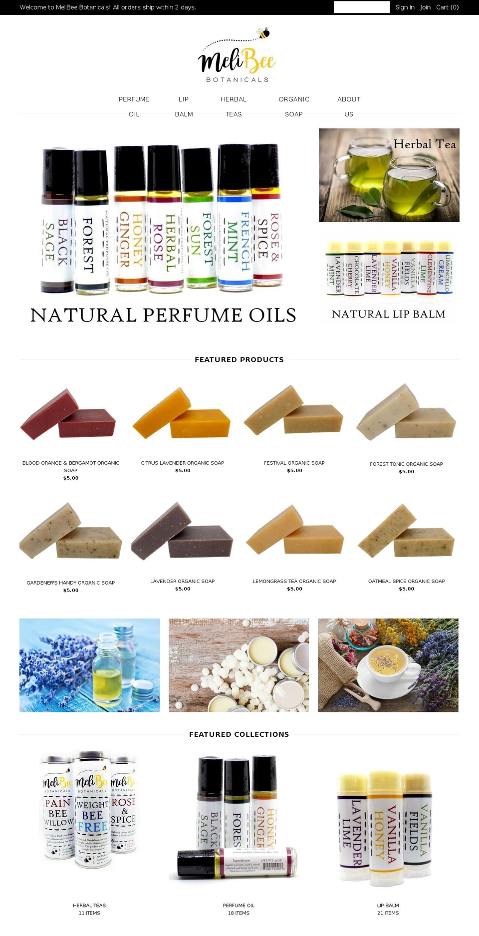 melibeebotanicals.com — Shopify storefront screenshot
