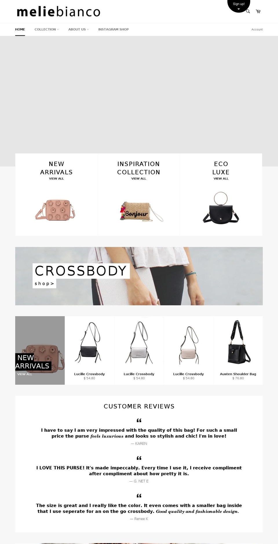 meliebianco.biz shopify website screenshot