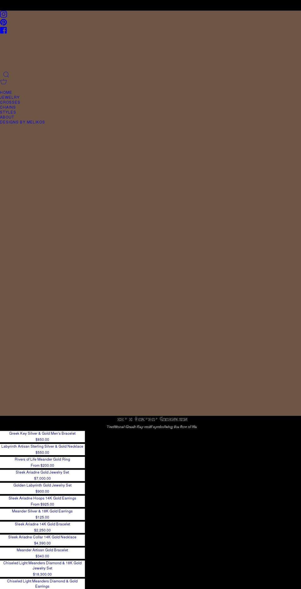 melikos.com shopify website screenshot