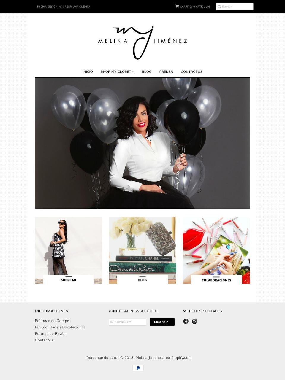 melinajimenez.com — Shopify storefront screenshot