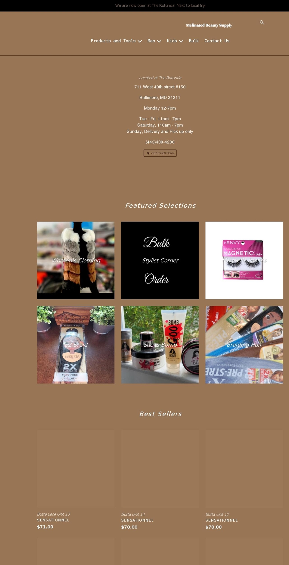 melinatedbeauty.com shopify website screenshot