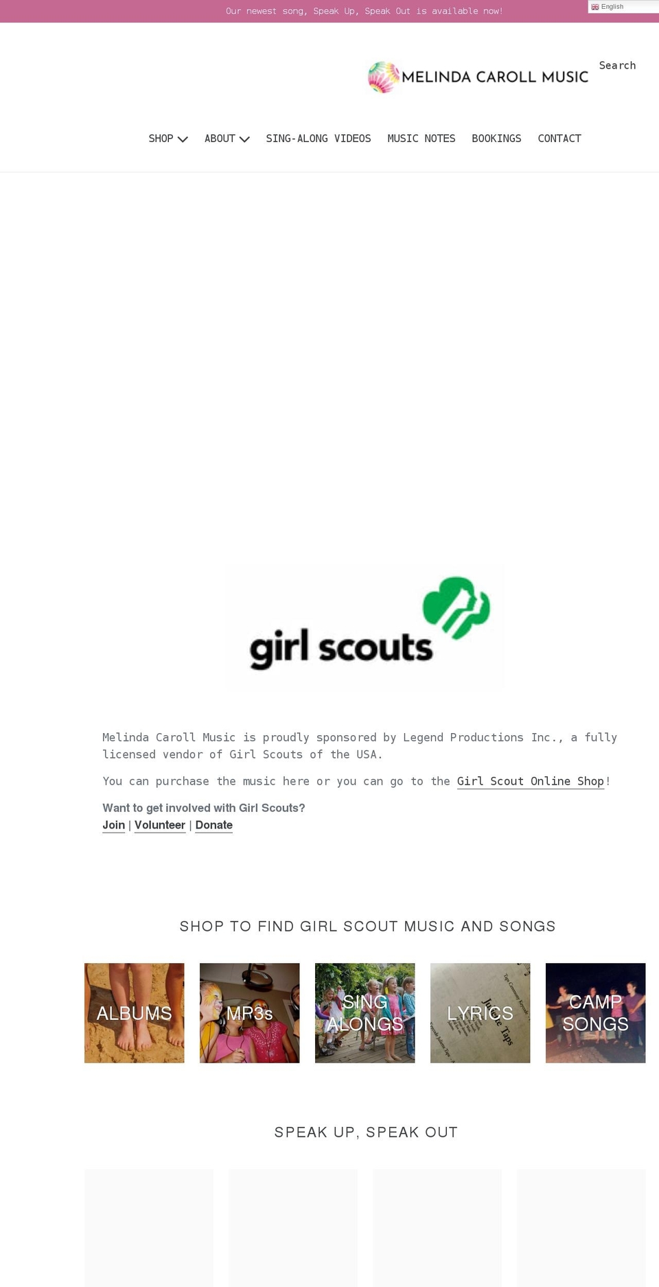 melindacarollmusic.com shopify website screenshot