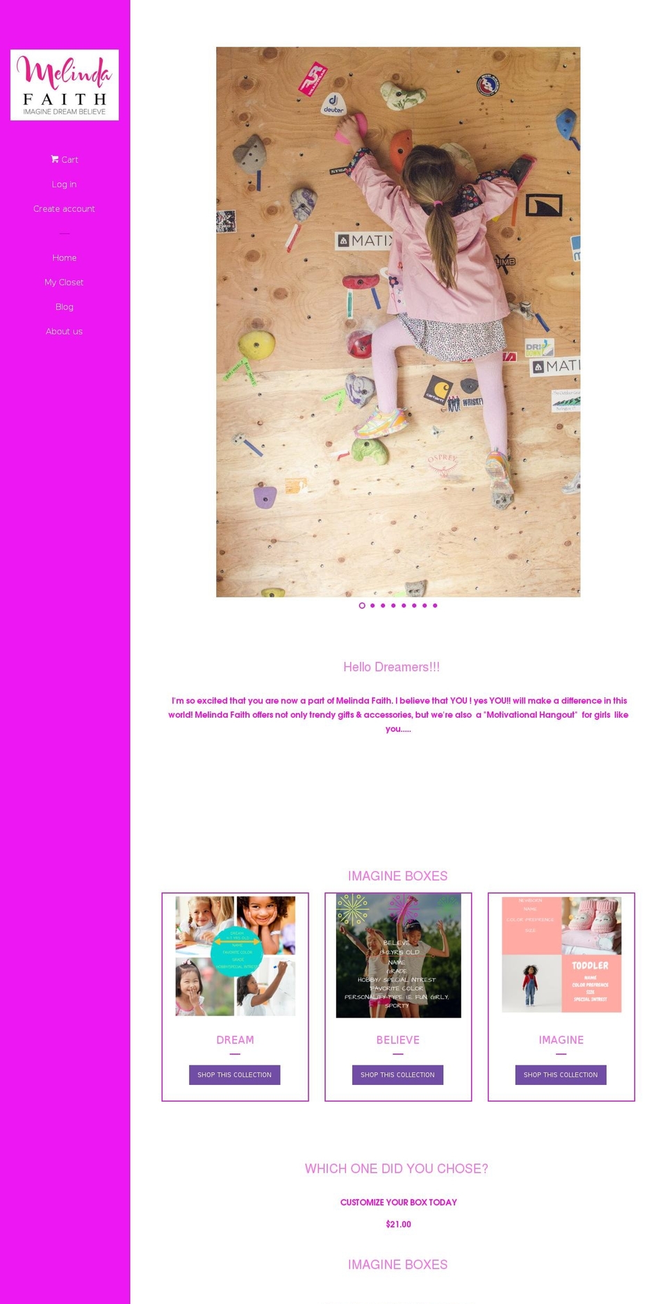 melindafaith.org shopify website screenshot