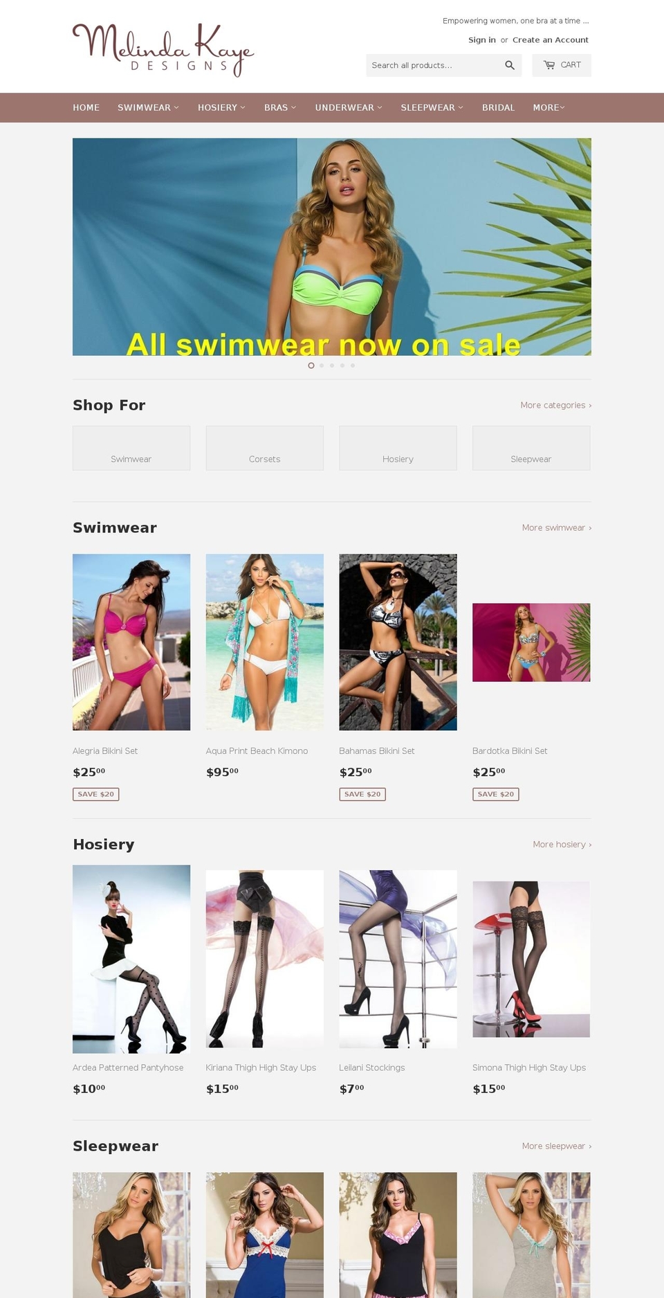 melindakaye.com shopify website screenshot