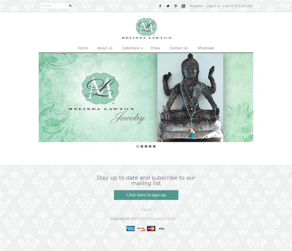 melindalawton.com shopify website screenshot