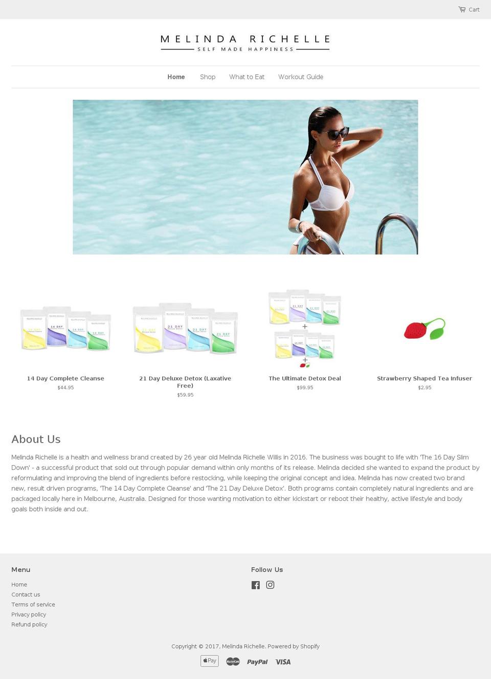 melindarichelle.com shopify website screenshot