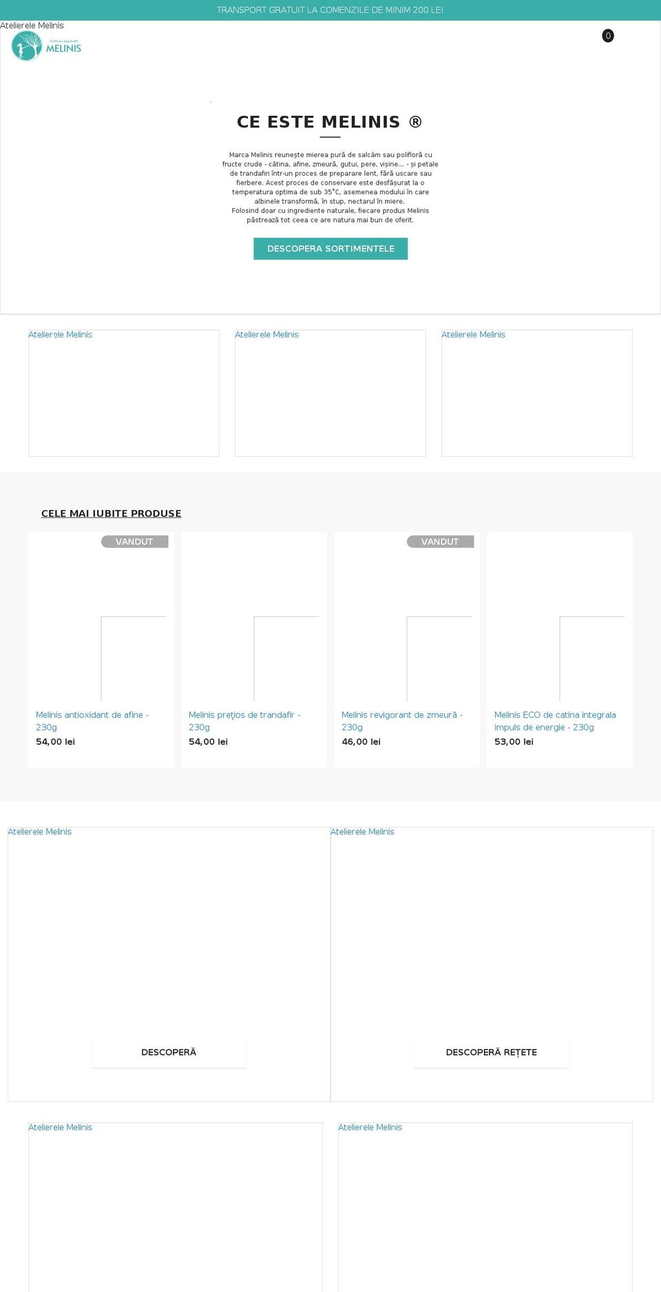 melinis.ro shopify website screenshot