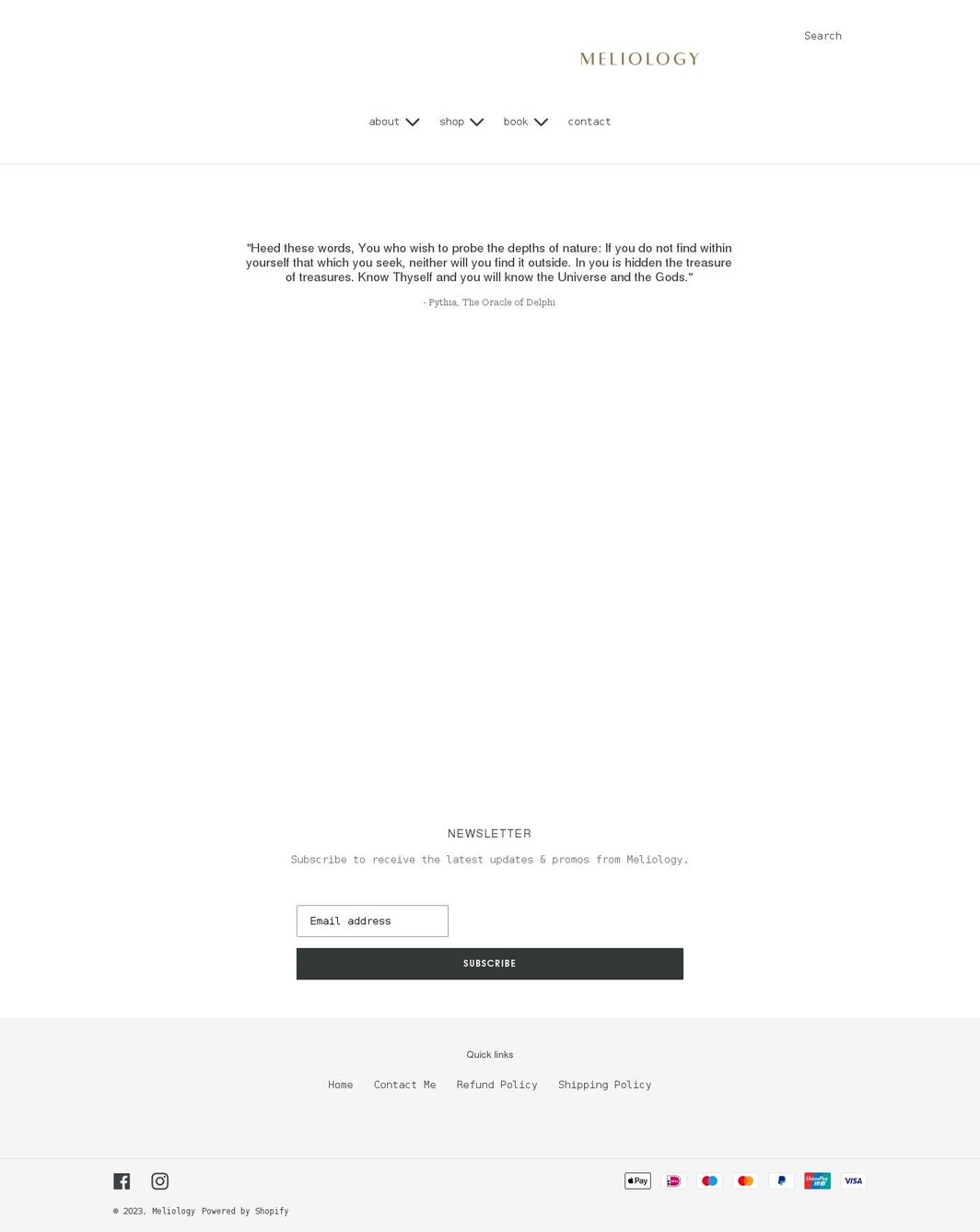 meliology.com shopify website screenshot