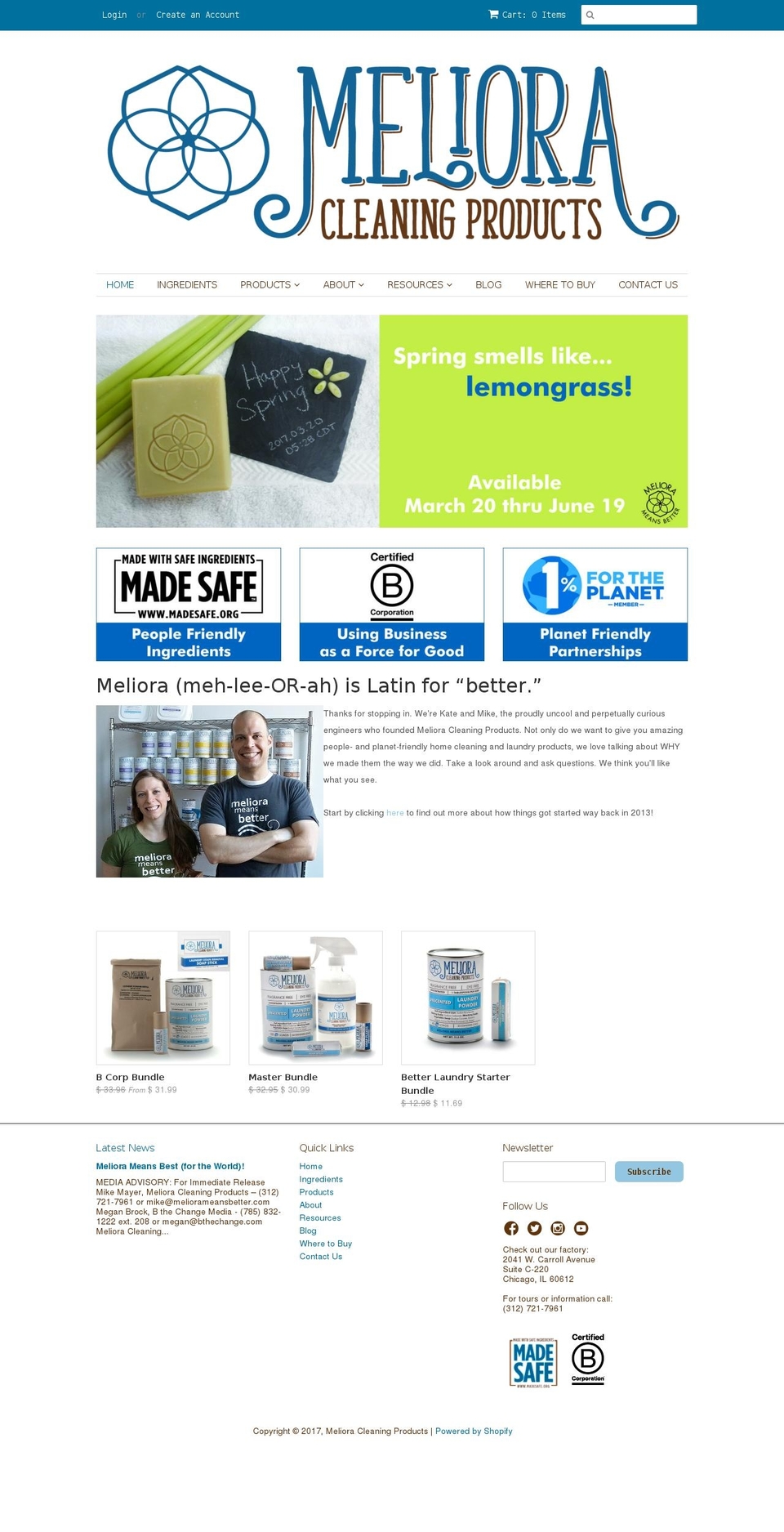 meliorameansbetter.com shopify website screenshot