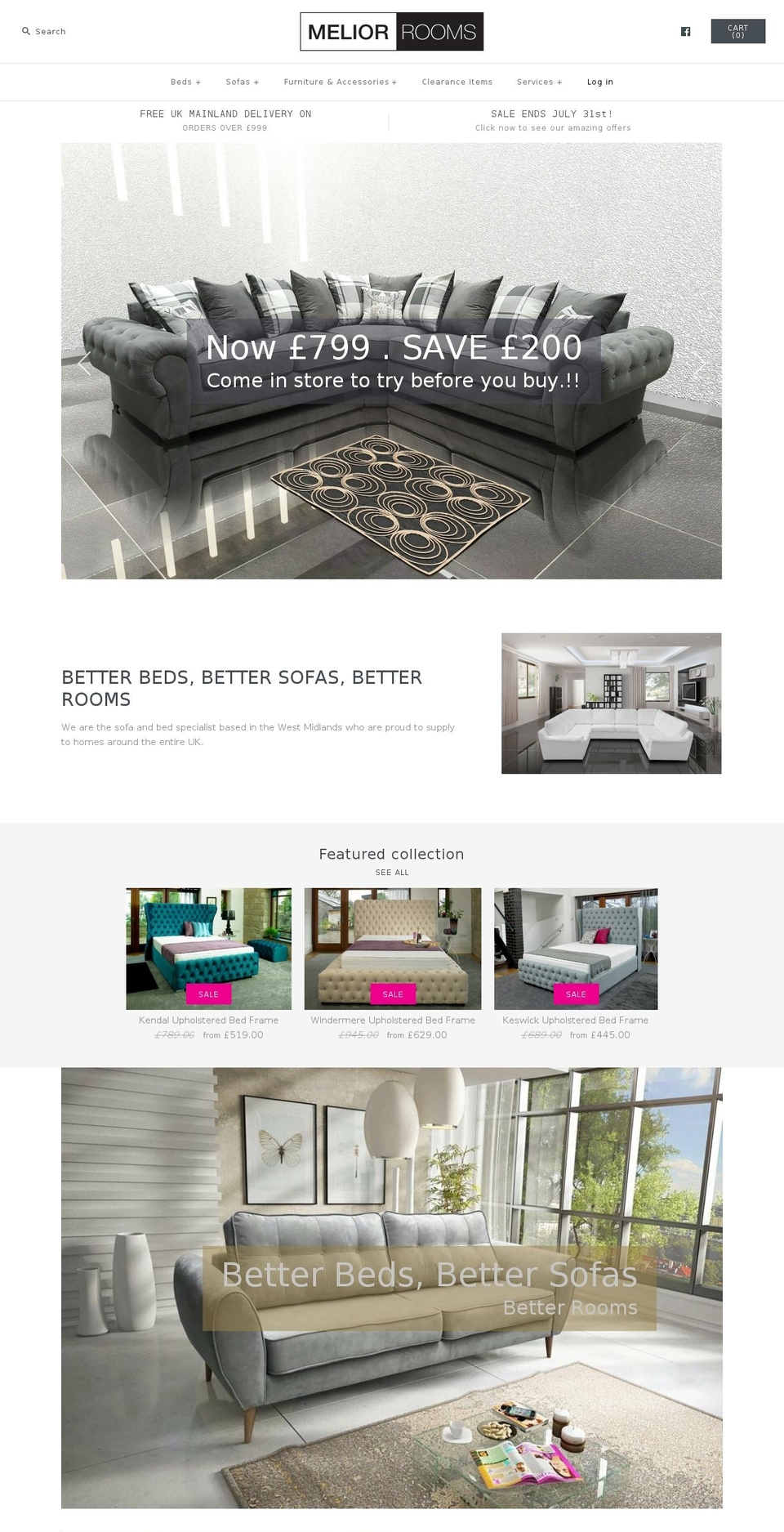 meliorrooms.co.uk shopify website screenshot