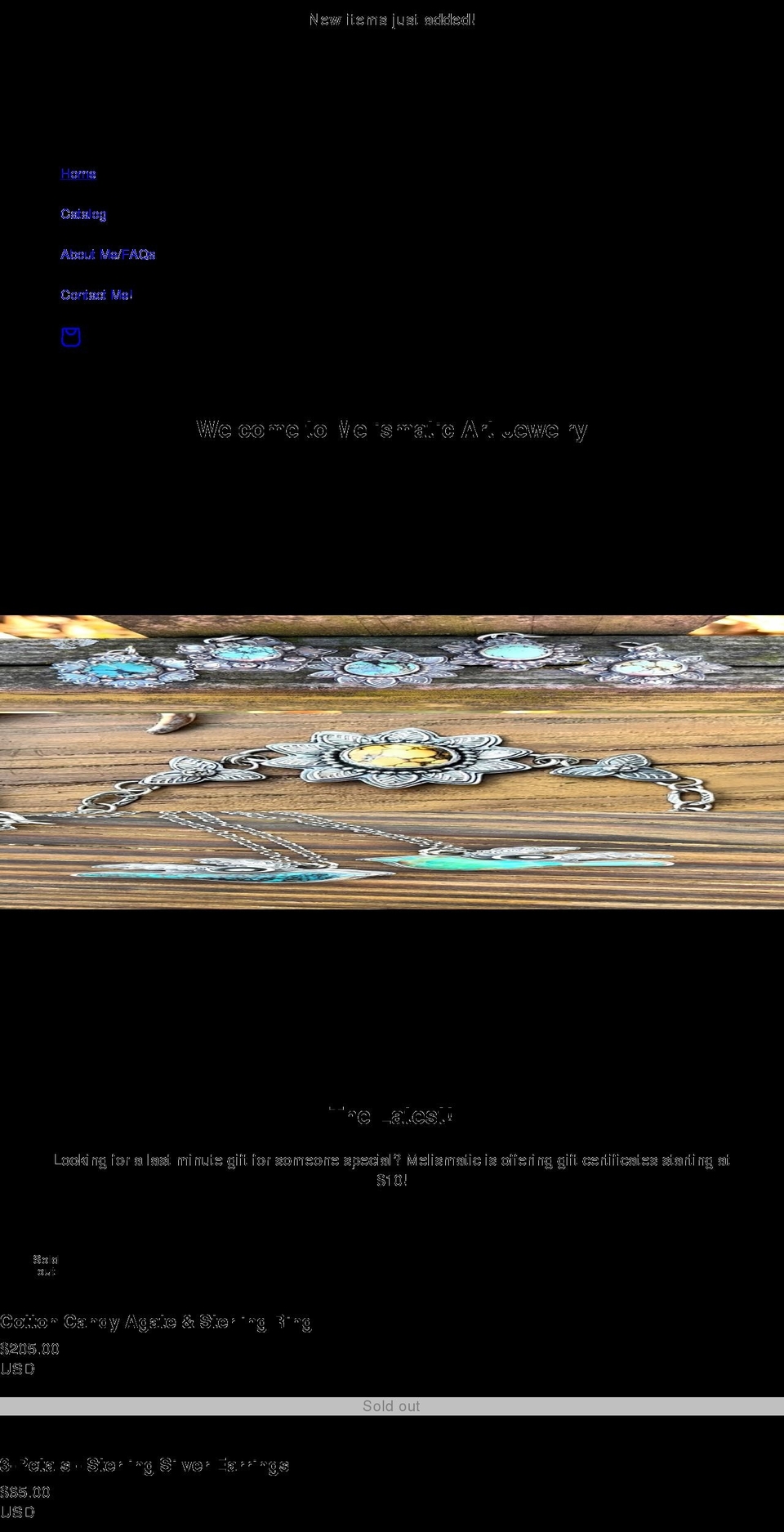 melismaticartjewelry.com shopify website screenshot