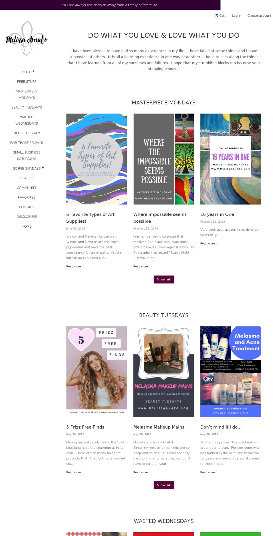 melissaamato.com — Shopify storefront screenshot
