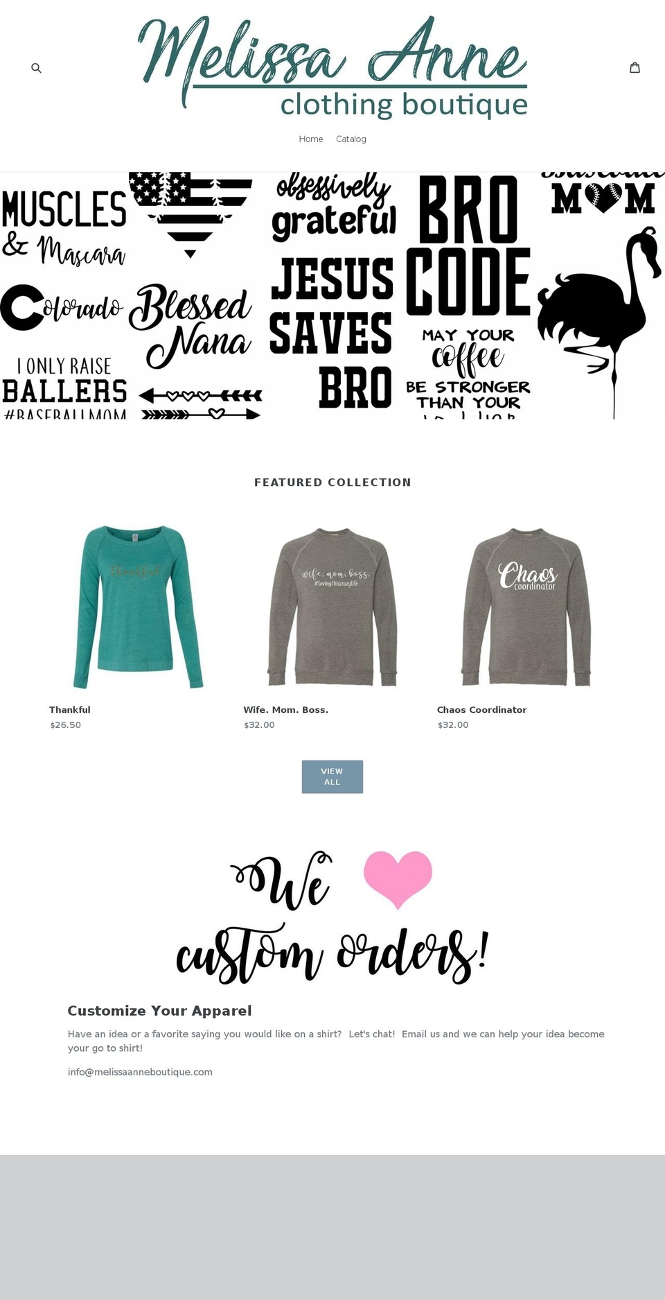 melissaanneboutique.com — Shopify storefront screenshot