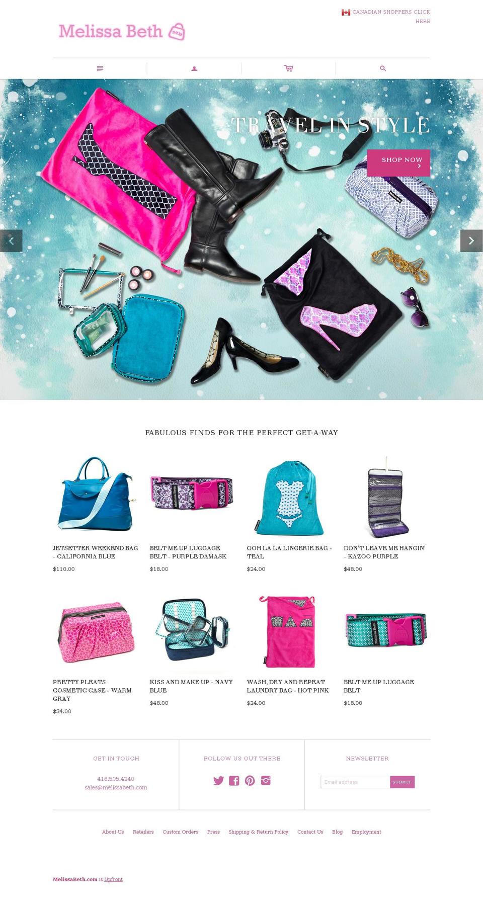 melissabeth.com shopify website screenshot