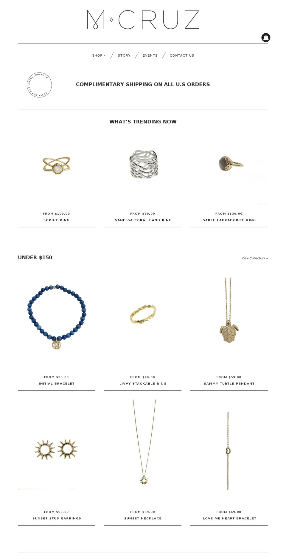 melissacruzjewelry.com — Shopify storefront screenshot