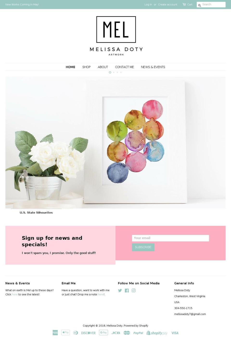 melissadoty.com — Shopify storefront screenshot