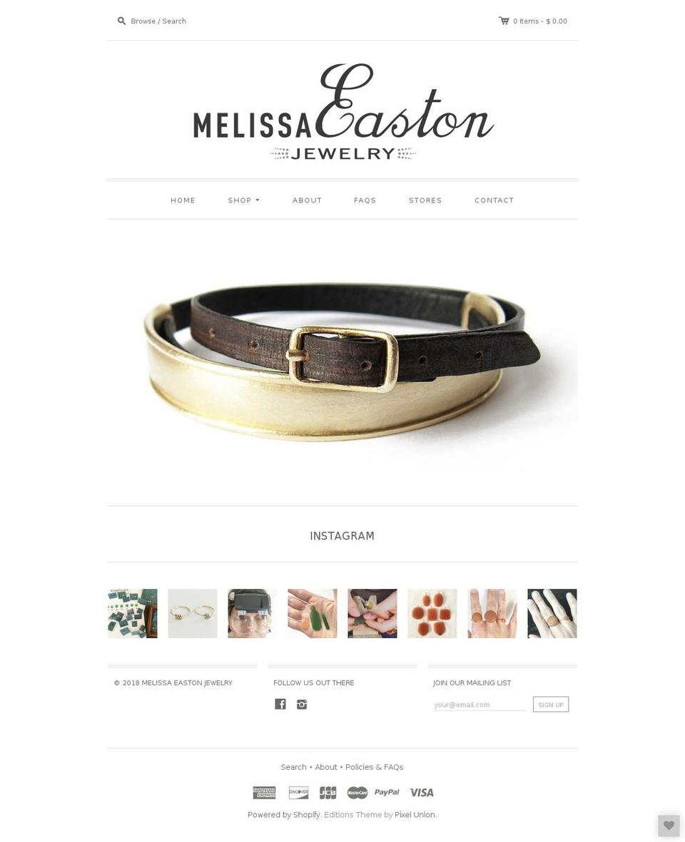 melissaeastonjewelry.com shopify website screenshot