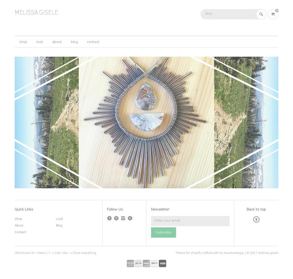 melissagisele.com shopify website screenshot