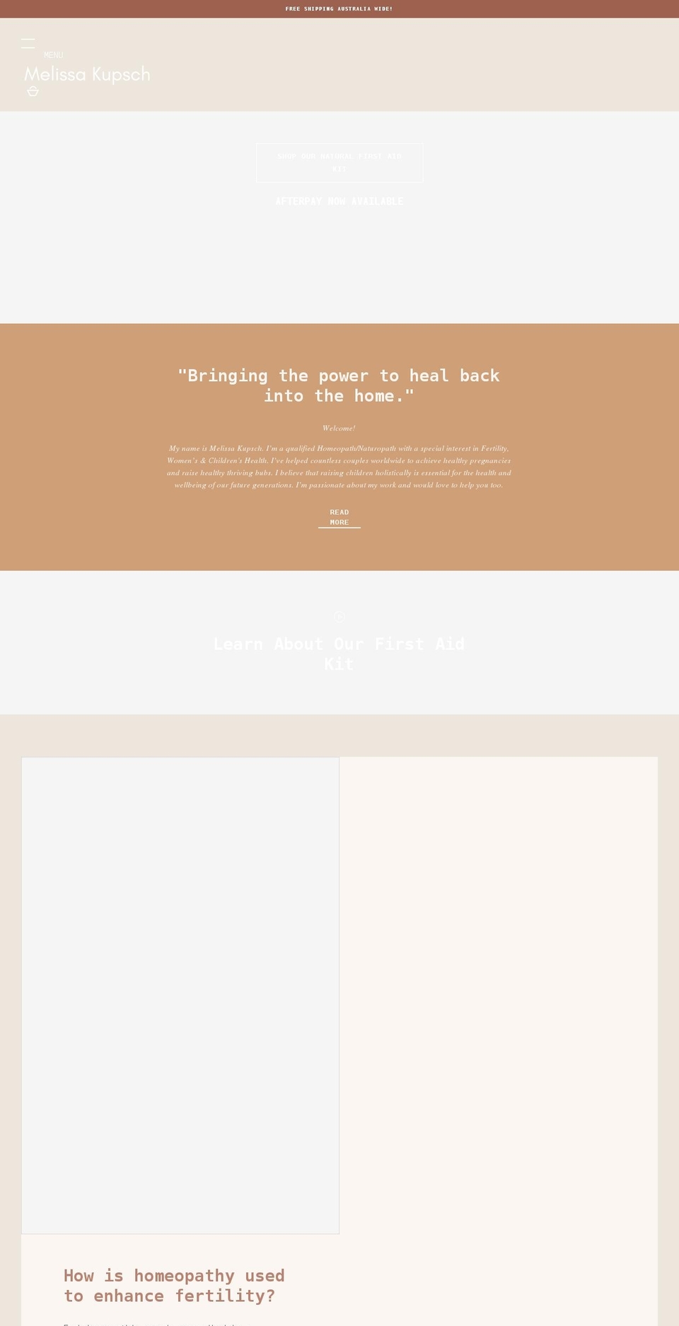 melissakupsch.com shopify website screenshot