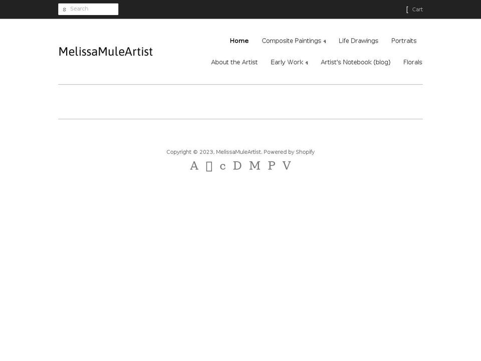 melissamuleartist.com shopify website screenshot