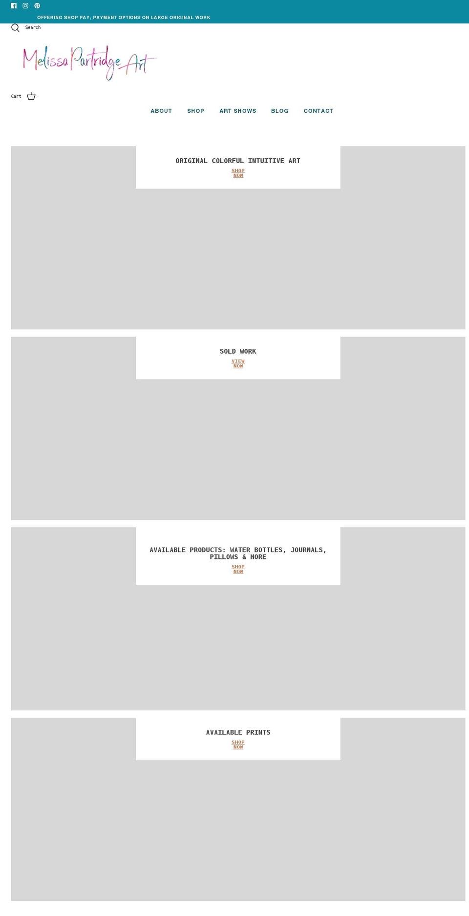 melissapartridgeart.com shopify website screenshot