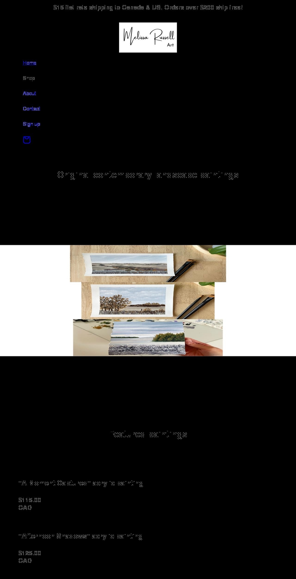 melissarussellart.com shopify website screenshot