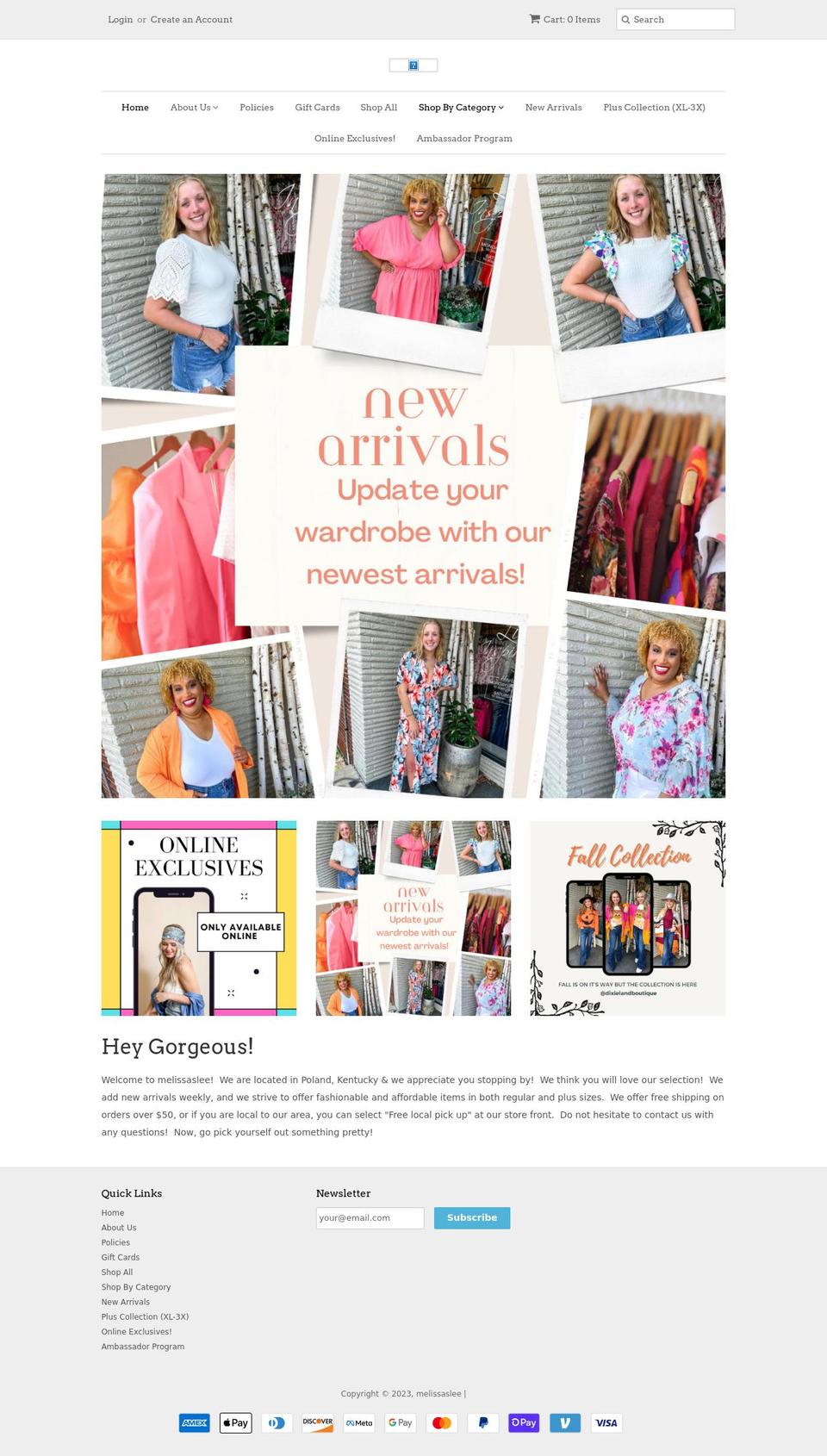 melissaslee.com shopify website screenshot