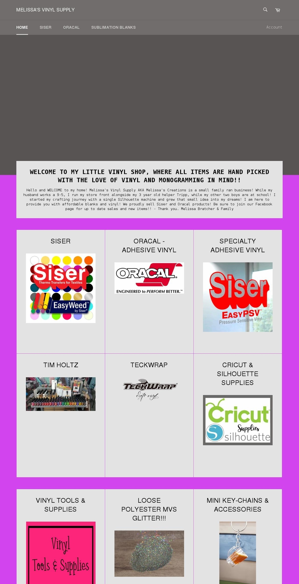 melissasvinylsupply.com shopify website screenshot