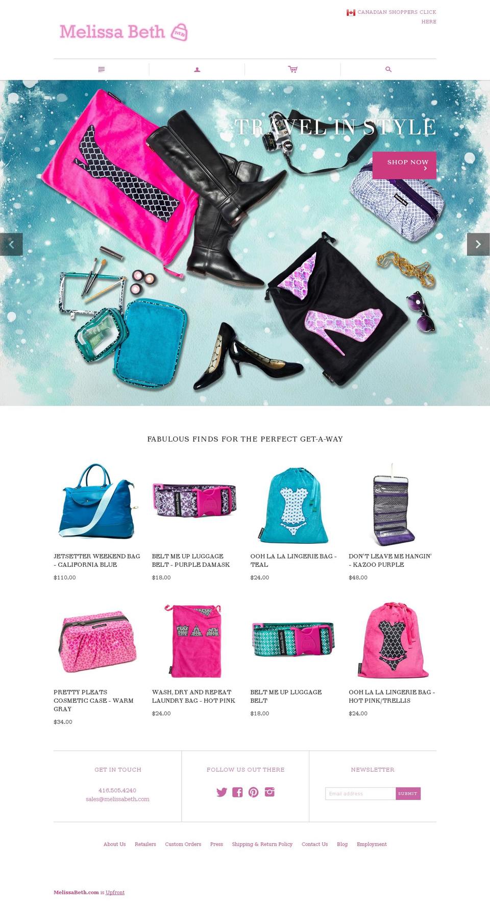 melissazalev.com — Shopify storefront screenshot