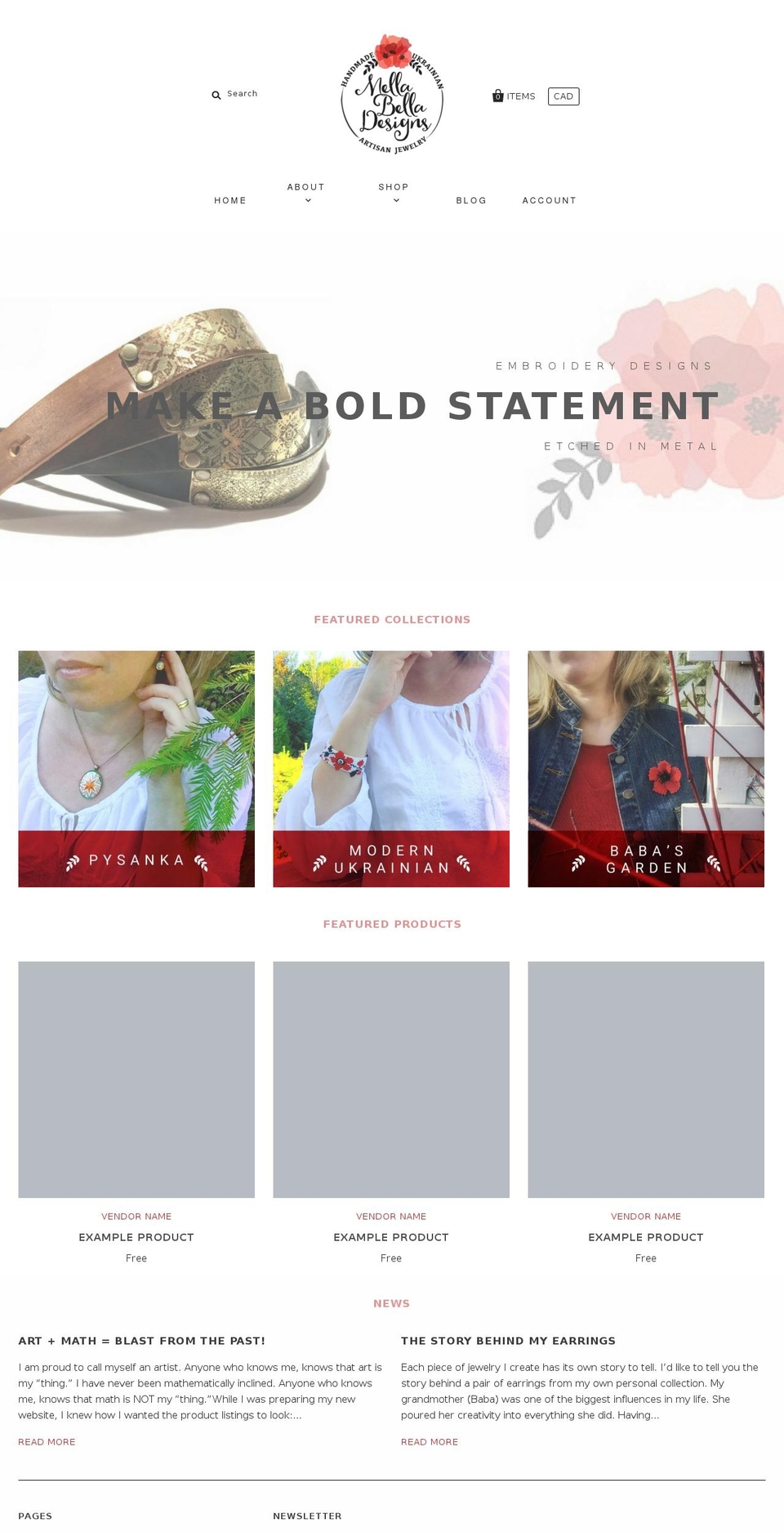 mellabelladesigns.net shopify website screenshot