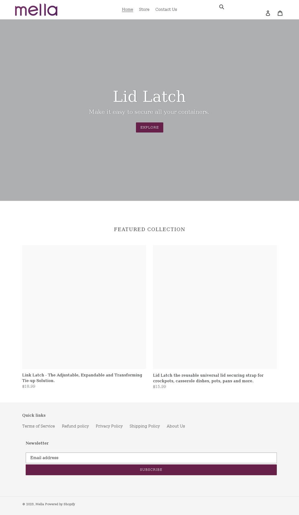 mellahome.com shopify website screenshot