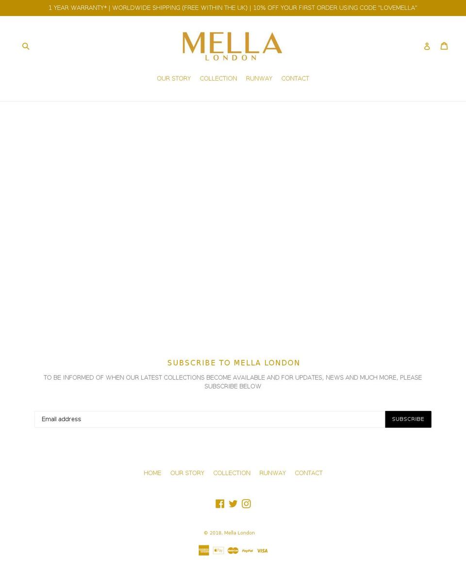 mellalondon.com — Shopify storefront screenshot