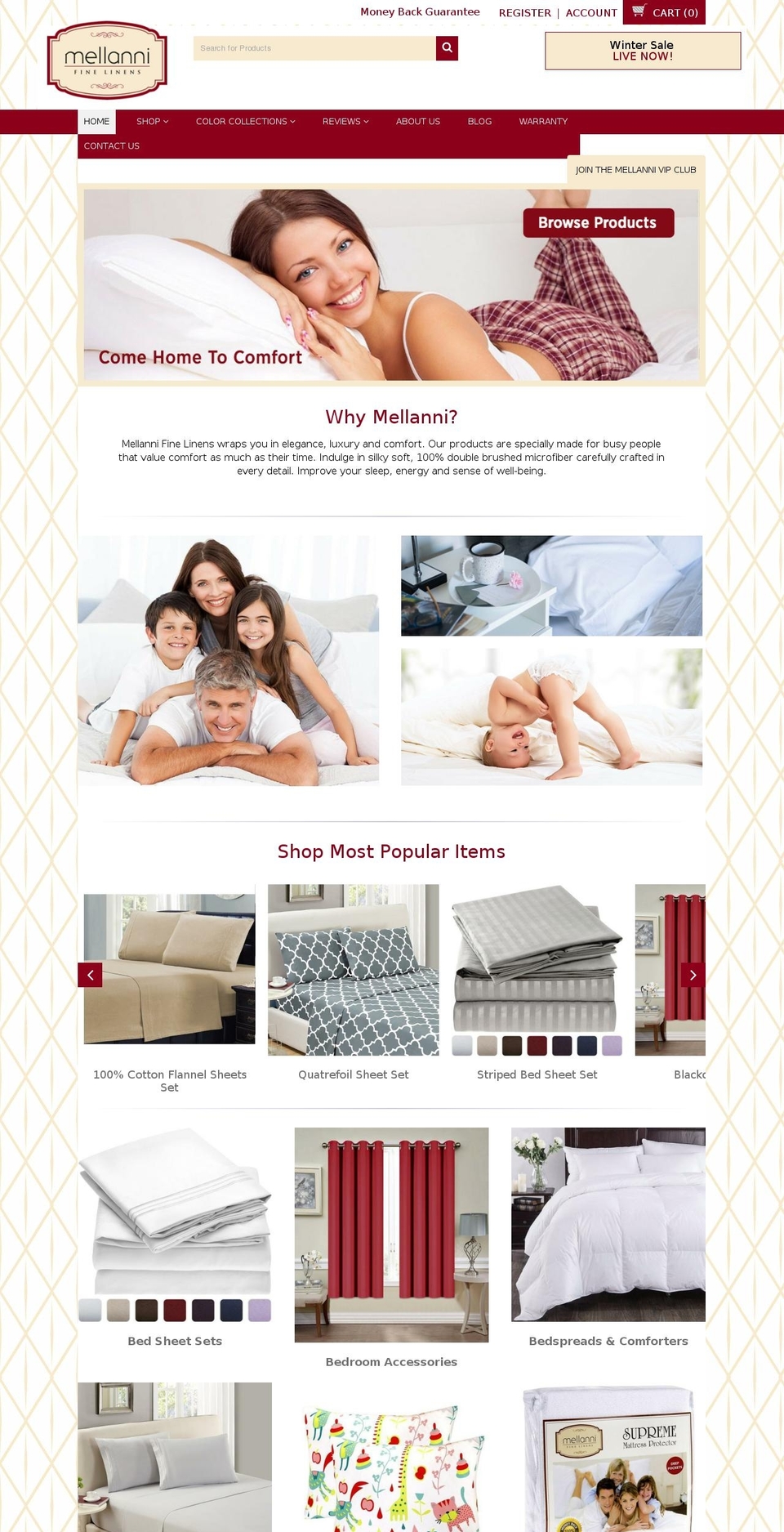 mellanni.com shopify website screenshot